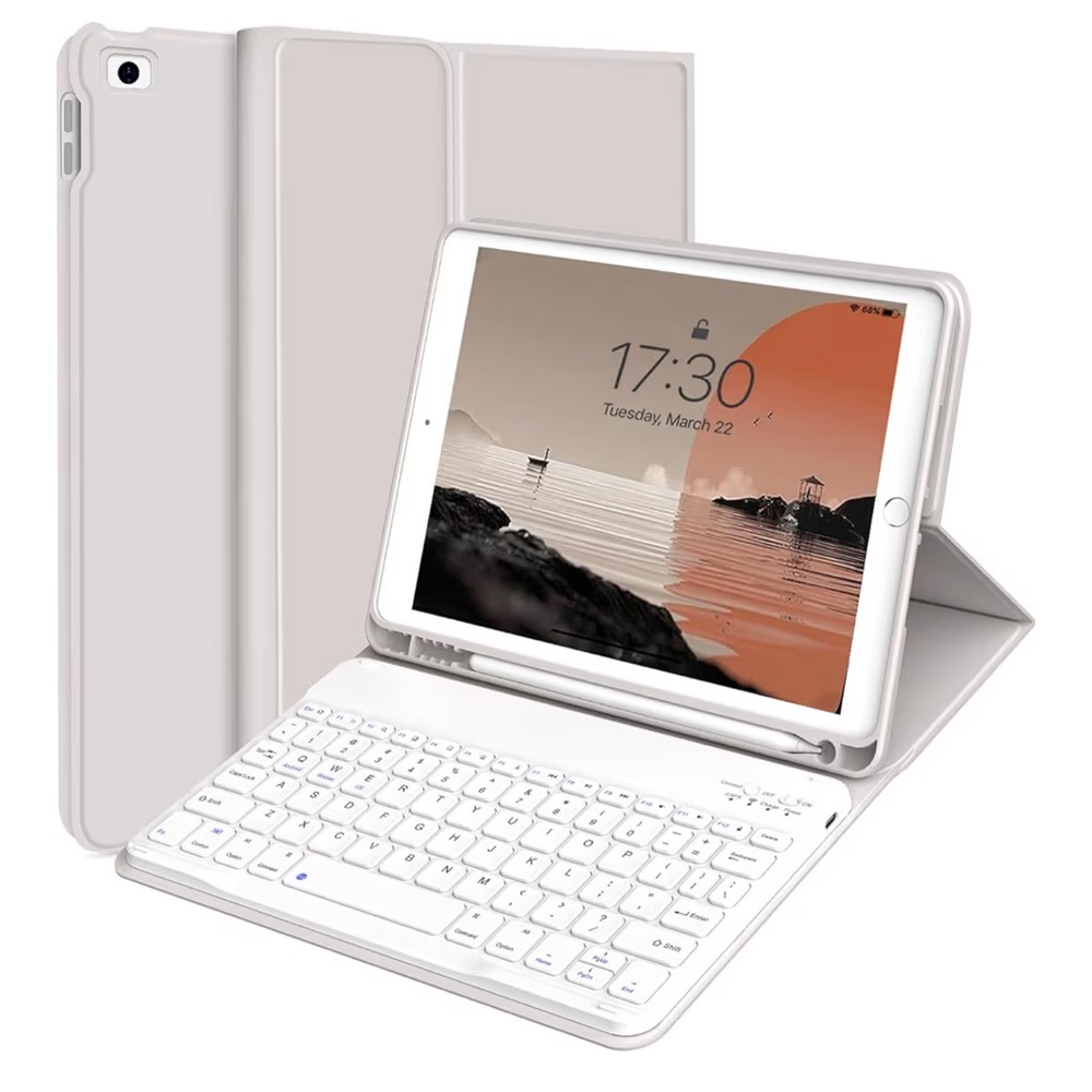 iPad 9.7” Case with Keyboard & Pencil Holder Detachable Wireless Bluetooth GRAY